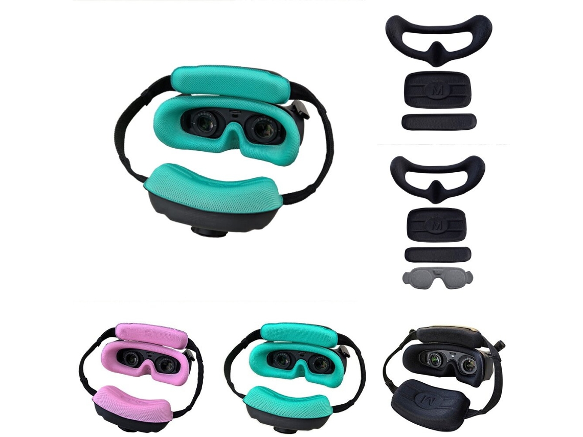 Conjunto Máscara Espuma Preta + Protetores Testa e Nuca Wlyl Capa Protetora Macia Almofada Confortável para Óculos de Voo Dji Avata2 3 MDUG