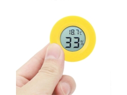 Termômetro E Higrômetro Digital Qukaim Mini Circular Com Tela Lcd Embutida, Medidor De Temperatura E Umidade Para Uso Interno, Amarelo