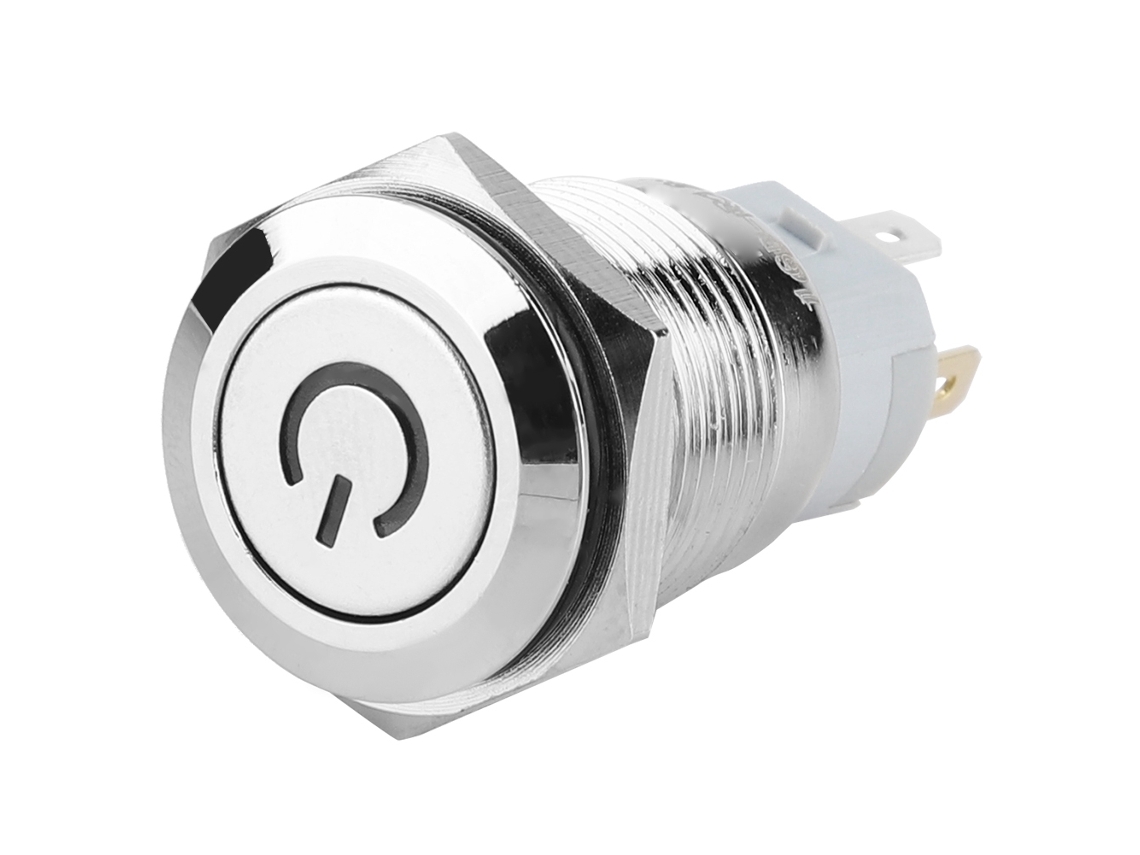 Interruptor Push button 16mm Metal com Led 12v Auto reset