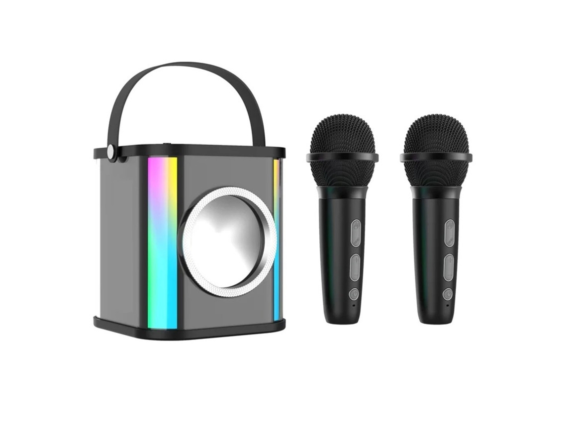 Máquina De Karaokê Portátil Mini Alto Falante De Karaokê Bluetooth Com 2 Microfones E Luzes Coloridas Adequado Para Adultos E Crianças Pr Yizhood