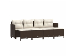 Conjunto de 5 Sofás para Jardim com Almofadões Vime Pe Castanho MAISON EXCLUSIVE (5 pcs)
