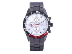 Relógio masculino de quartzo com mostrador redondo em aço inoxidável, resistente à água, com calendário, estilo casual.