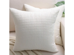 2026-funda De Almohada Decorativa 2 Unidades 45x45 Cm Tela Corduroy Suave Rayas Maíz Para Sofá Cama Auto (crema)