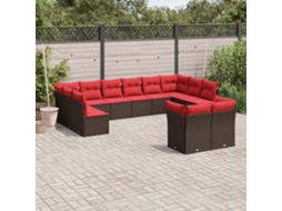 Conjunto de Sofá de Jardim com 7 Peças e Almofadas em Rattan Sintético Marrom VIDAXL