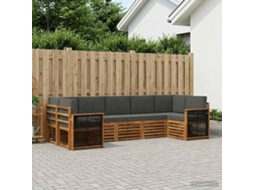 Vidaxl Conjunto De Sofá Sectional 6 Pcs Natural E Antracite
