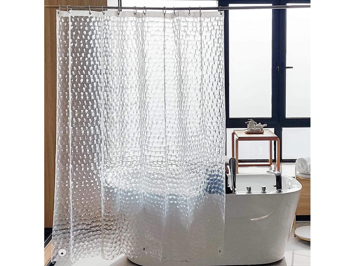 Forro De Cortina De Ducha Transparente, 72x72 Polegadas, Com 3 Ímanes Pesados E 12 Ganchos De Plástico, Feito De Eva 6 Gauge