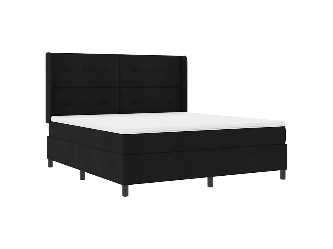 Conjunto 1 Cama Box Vidaxl Preto Tecido (180 X 200 Cm)