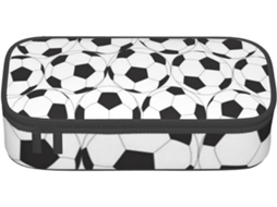Estojo Grande Preto E Branco Com Estampa De Futebol Para Meninos Meninas, Lápis, Canetas, Nécessaire