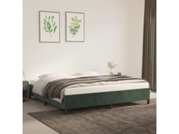Estrutura De Cama Sem Colchão 200x200 Cm Veludo Verde-escuro