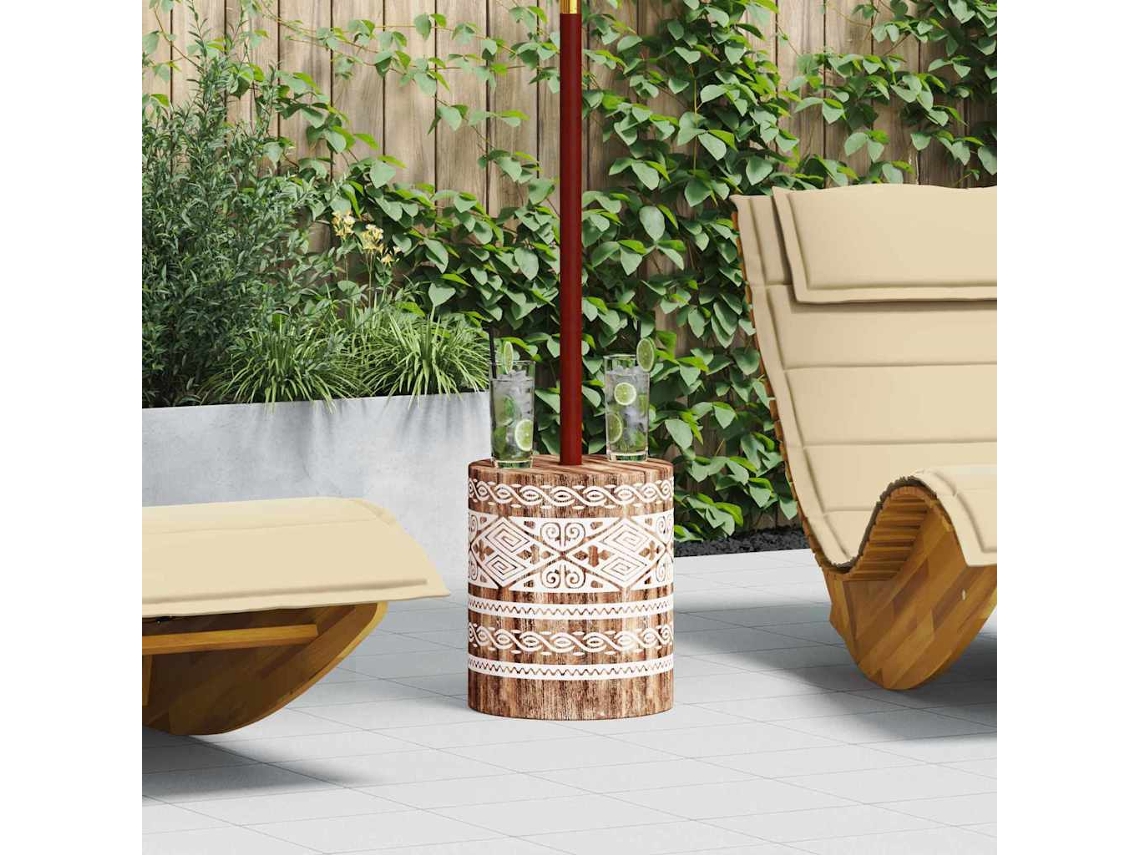 Vidaxl Base Para Chapéu De Sol 23 Kg Branco Lavado Madeira Sólida