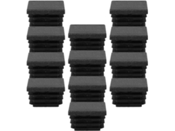 Conjunto De 12-tampas Quadradas Plástico Preto Para Pés Cadeiras E Tubos Vedação Confiável