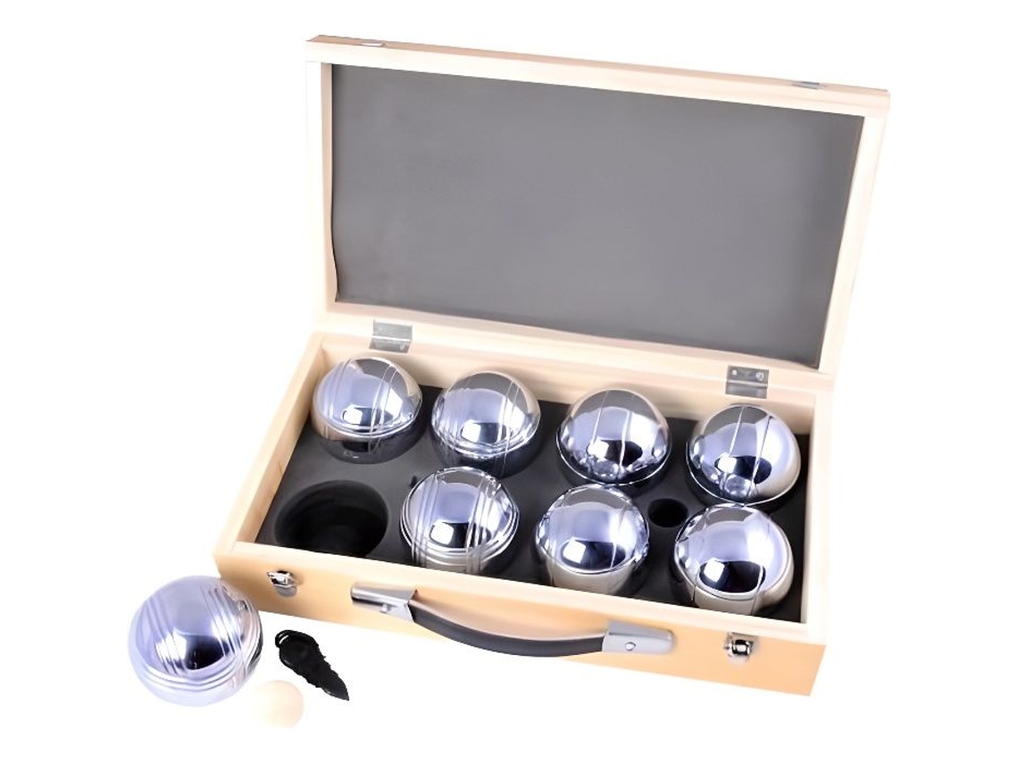 Jogo De Bocha Luxo 8 Bolas Caixa De Madeira 720 Gr Petanca Engelhart