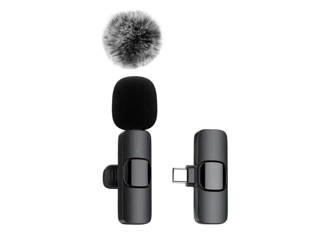 Microfone de Lapela Sem Fios com Receptor Usb c Redução Ruído Plug And Play Compatível YANYXR