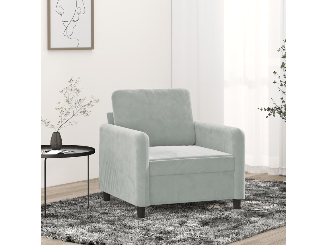 Vidaxl Poltrona 60 Cm Veludo Cinzento-claro