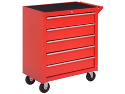 Armário de Ferramentas com Roldas, 69x33x75cm, Vermelho | S/MARCA