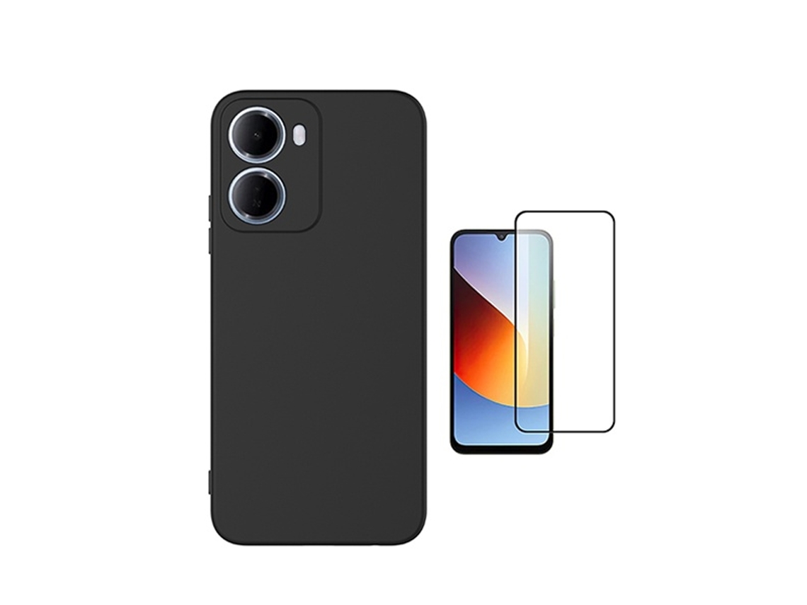Kit Película De Vidro Temperado Gorilasglass Capa Proteção Silicone Gift4me Para Xiaomi Redmi 15a - Preto