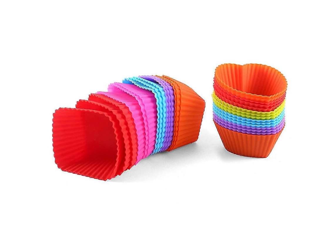 Formas De Silicone Para Cupcakes, Embalagem Com 30 Unidades, 2,75 Polegadas, Reutilizáveis (multicor)