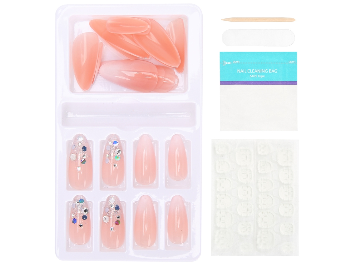 24pcs Unhas Falsas Reutilizáveis De Capa Completa Com Acessórios Para Manicure