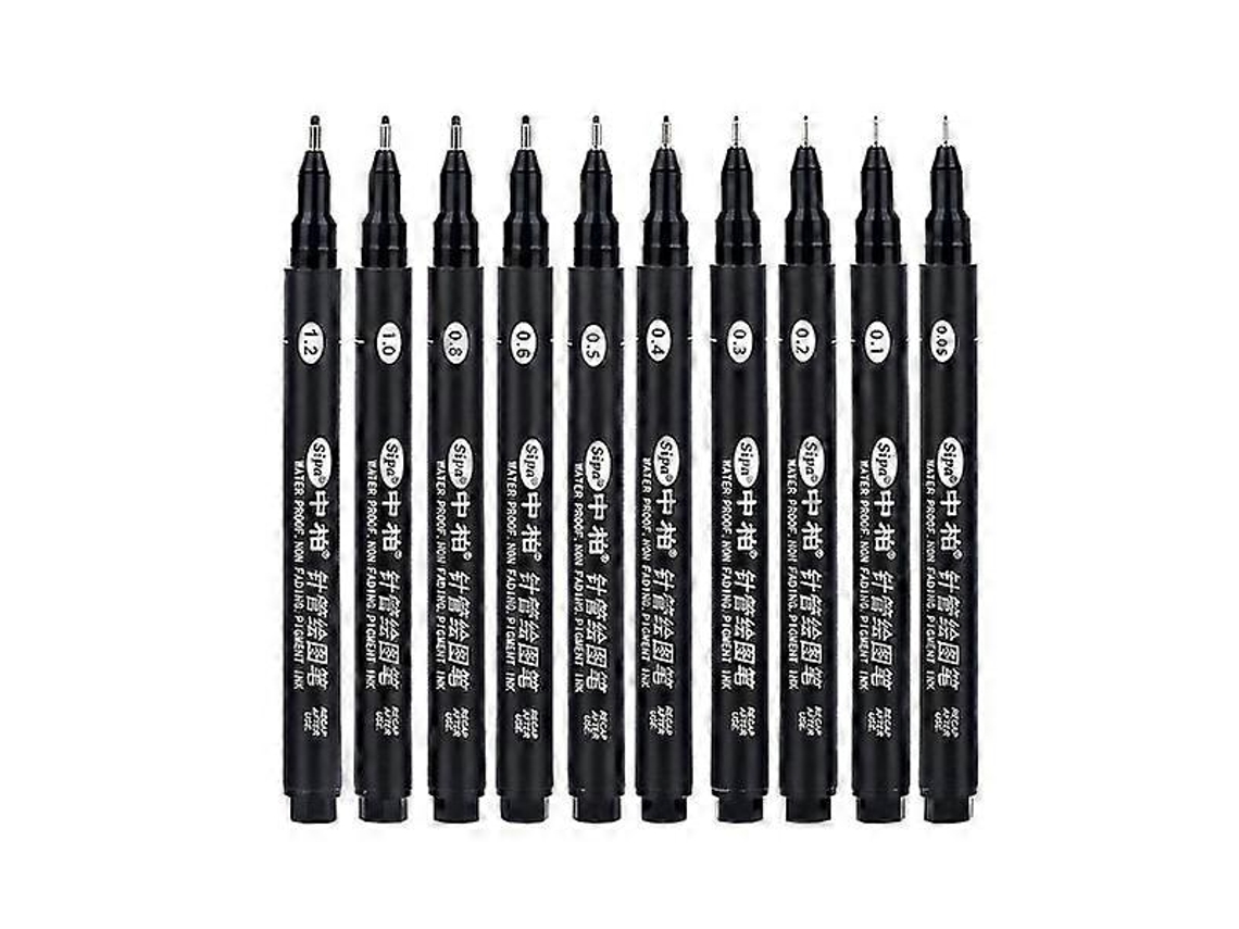 Conjunto de 8 Canetas de Ponta Fina Pretas Mini Liner Fineliner para Desenho Artístico, Ilustração e Técnico AQUAFORGE