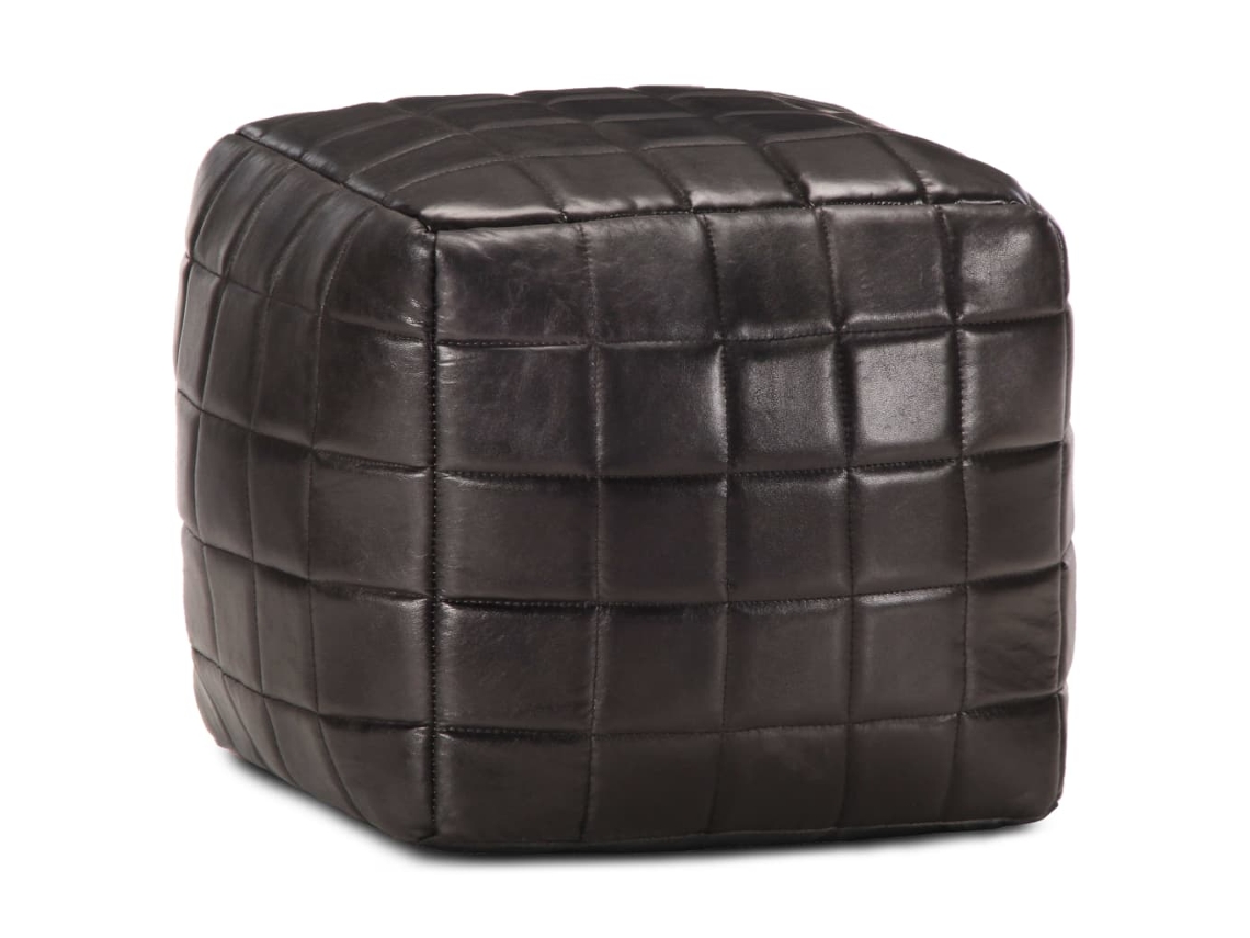Vidaxl Pufe 40x40x40 Cm Couro De Cabra Genuíno Preto