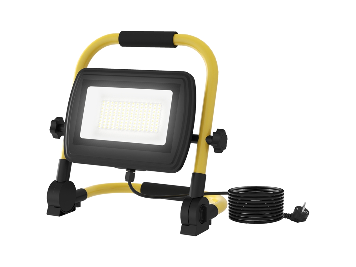 Preojetor Led Recarregável Ajustáve 50w 4250 Lúmenes Ip65 6500k Reflector Portátil Com Pega 25,5x16x25,5 Cm Amarelo