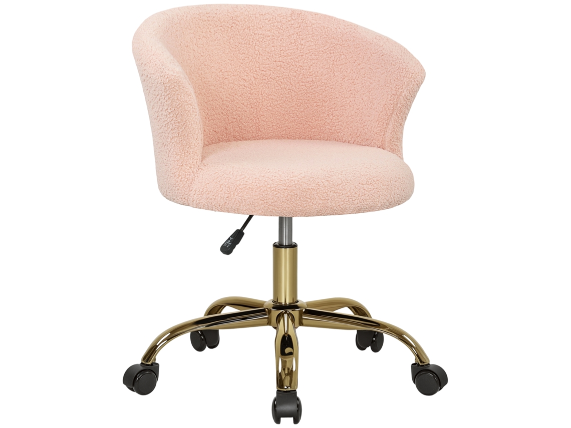 Cadeira De Escritório Ergonômica Giratória Com Ajuste De Altura E Base De Aço, Na Cor Rosa