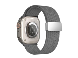 Bracelete Para Apple Watch 42/41/40/38mm - Nylon Elástico 4 Fios Com Fecho Magnético Cor Única Cinza