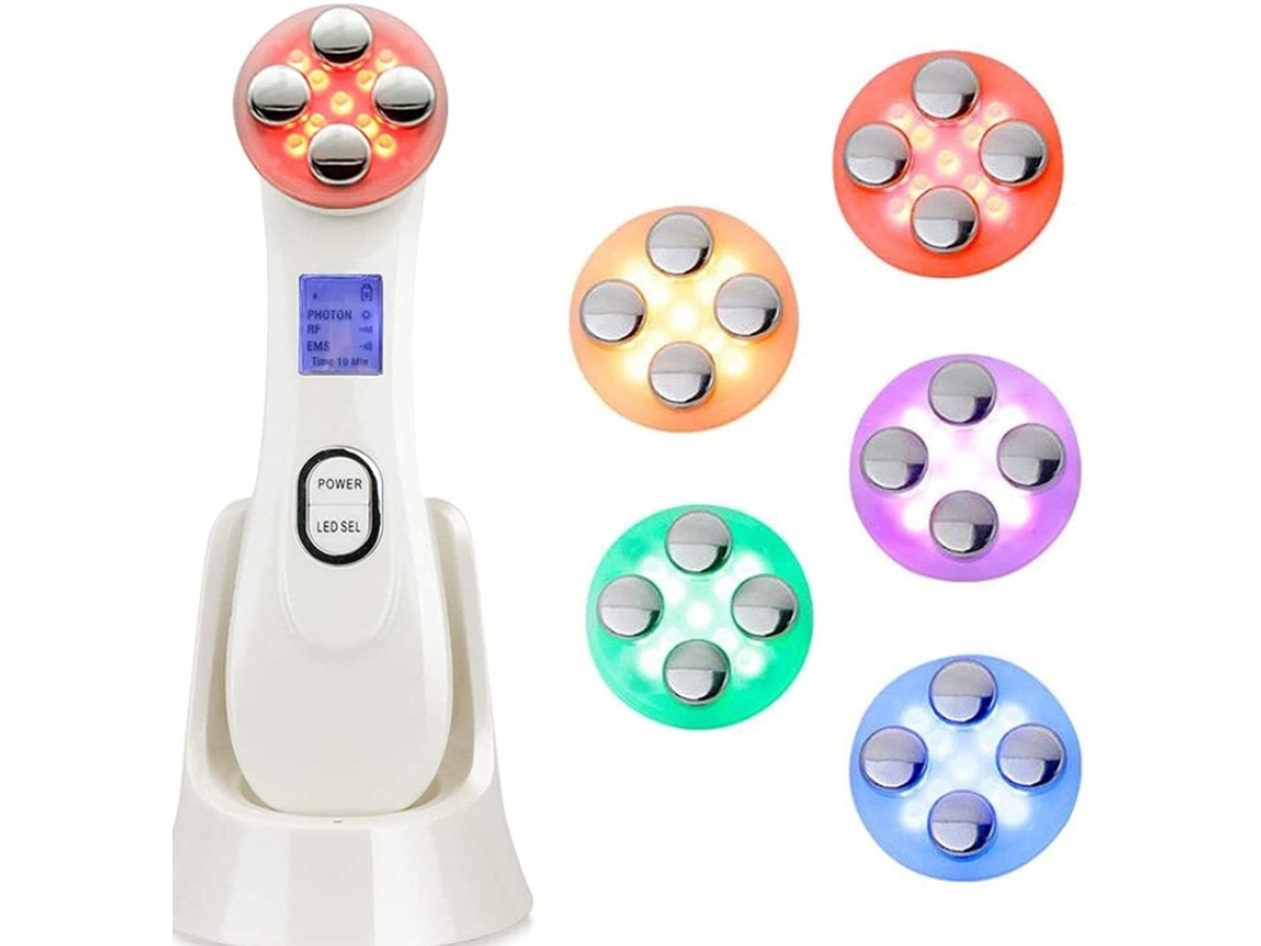 Maquina de Elevacao Facial HALINUIA (5 em 1 - Ultrassom - Radiofrequencia - EMS - Luz LED - Branco)