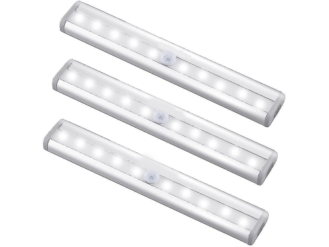 Kit Com 3 Unidades De Luz Led Com Sensor De Movimento, Recarregável, Usb, Magnética, 10 Led
