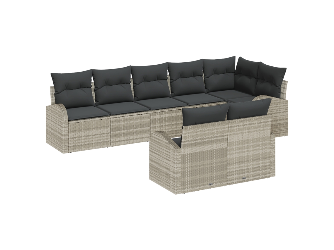 Conjunto 8 Móveis De Jardim Vidaxl Cinzento-claro Vime Pe (234 X 124 X 85 Cm)