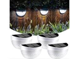 4 Pack de Luzes Solares para Cerca, Luzes Exteriores Impermeáveis Solares para Cerca, Piso, Escada, Poste, Parede (branco)