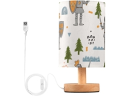 Abajur De Cabeceira Cavaleiros Com Escudos Porta Usb, Sem Necessidade De Lâmpada, Luz Led Quente Para Quarto, Sala De