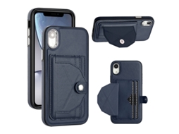 Capa Mobile Phone Cases Shockproof With Card para iPhone XR Pele Castanho