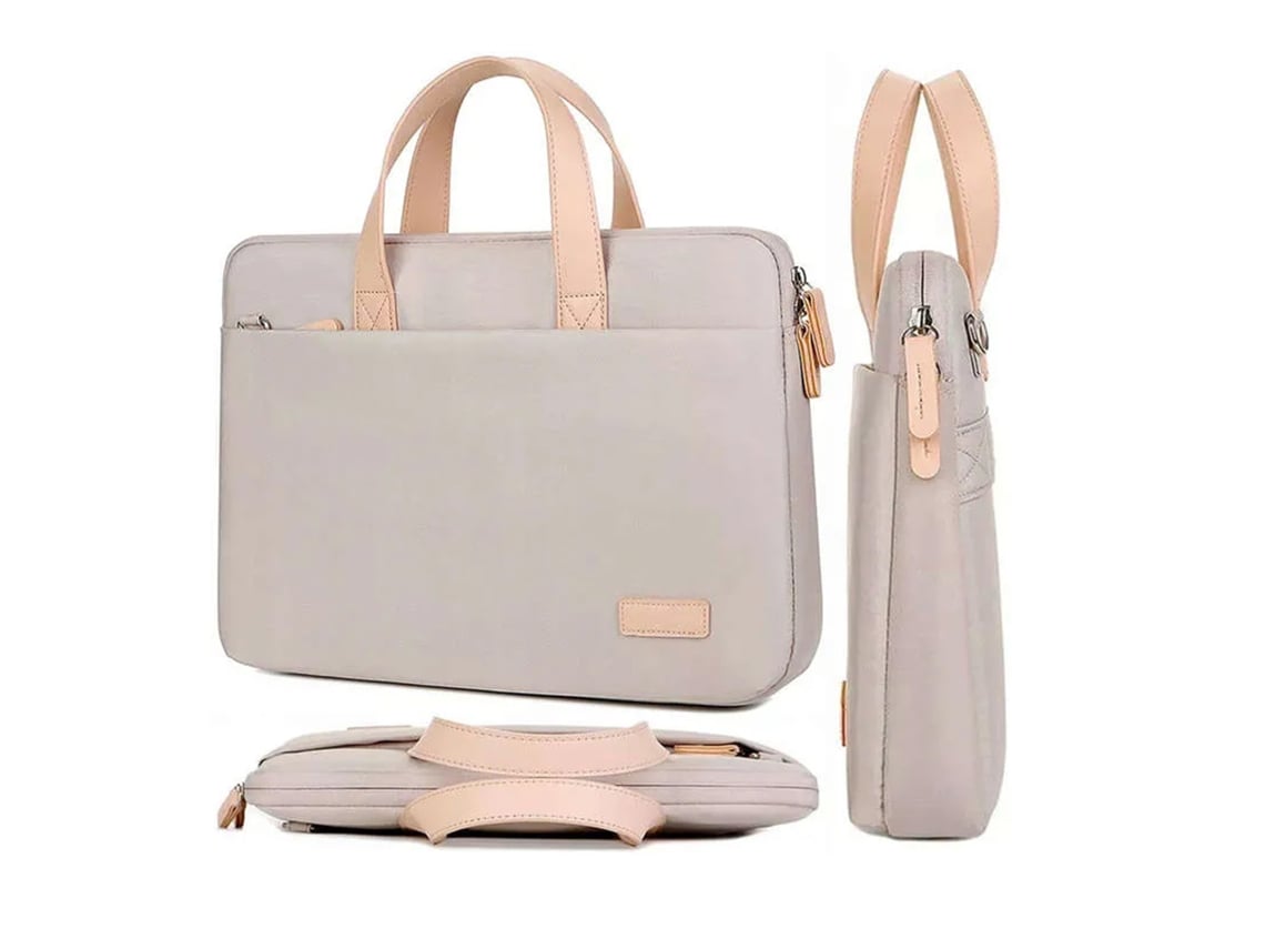 Bolsa de ombro unissex para laptop e tablet de 15,6 polegadas, lona bege AQUAFORGE