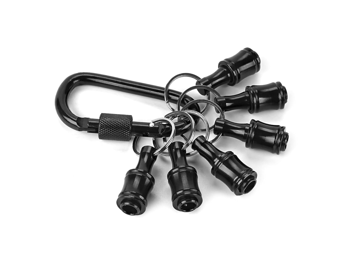 Conjunto De 6 Peças Suporte Para Bits Com Mosquetão Preto, Encaixe