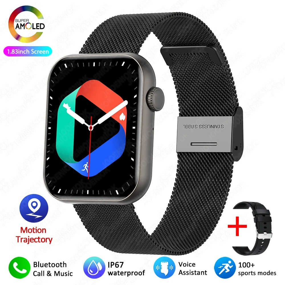 (pulseira De Malha Preta)smartwatch Com Controle Por Tela Sensível Ao Toque,monitoramento De Frequência Cardíaca E Mais De 100 Modos Esportivos