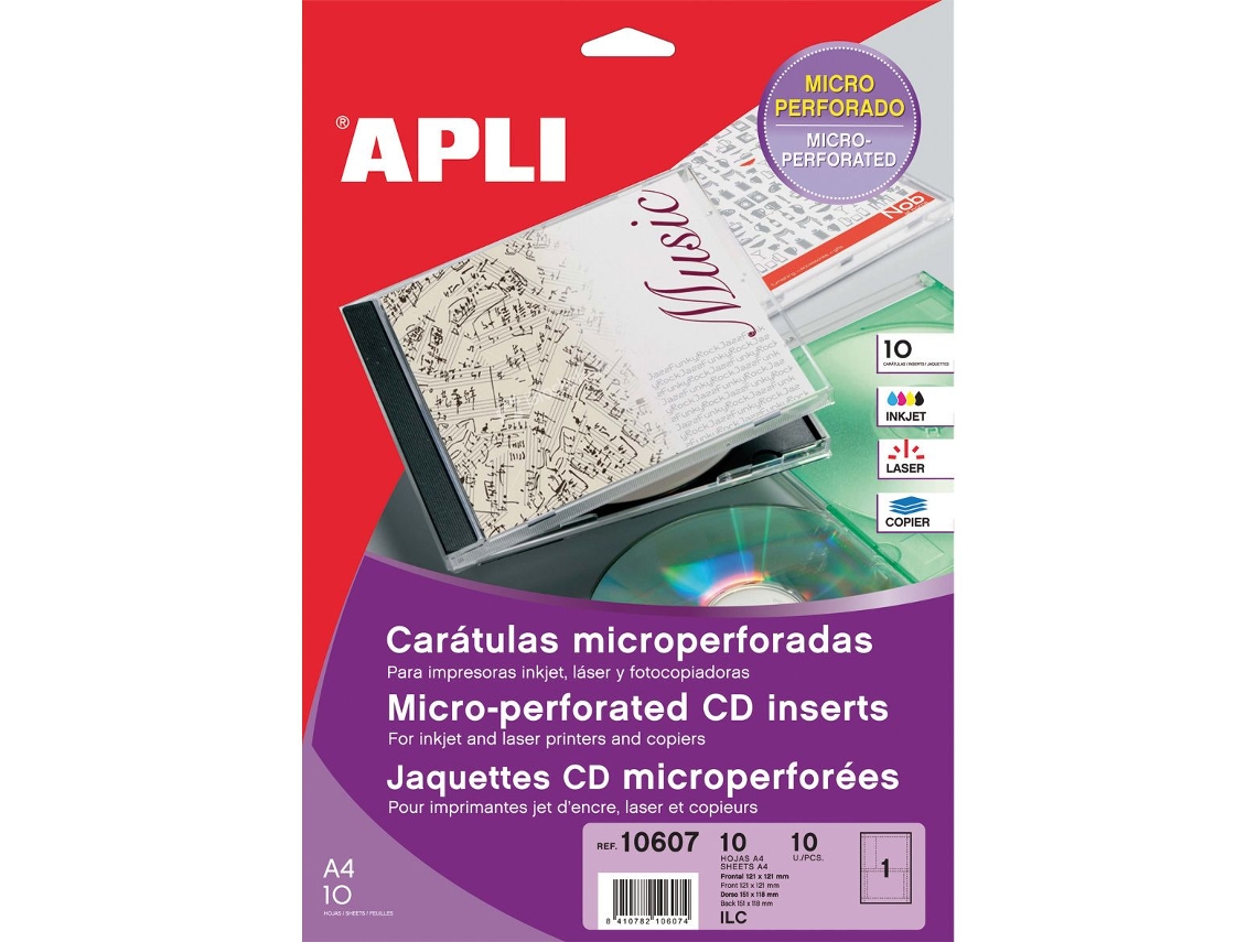 Capas de Cd/Dvd Microperfuradas APLI 10 Folhas (Branco)