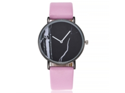 Relógio Vansvar Quartzo com Almofada de Mármore, Pulseira Pu, Contador Redondo (Rosa) para Homens e Mulheres