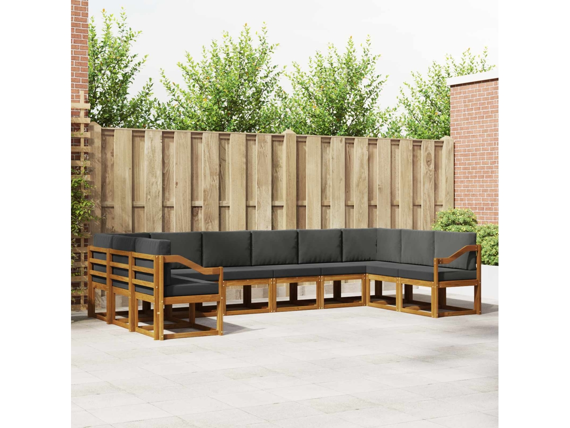 Vidaxl Conjunto De Sofás Para Exterior 10 Pcs Natural E Antracite