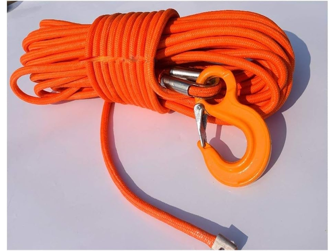 Corda de Reboque Laranja de 12 Mm X 30 M, Corda Sintética Revestida, Guincho para Quadriciclo, Guincho para Barco SFUSHOS