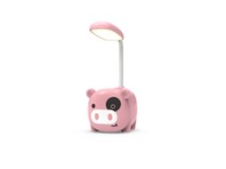 Lâmpada de Mesa Rosa com Porta canetas para Estudantes