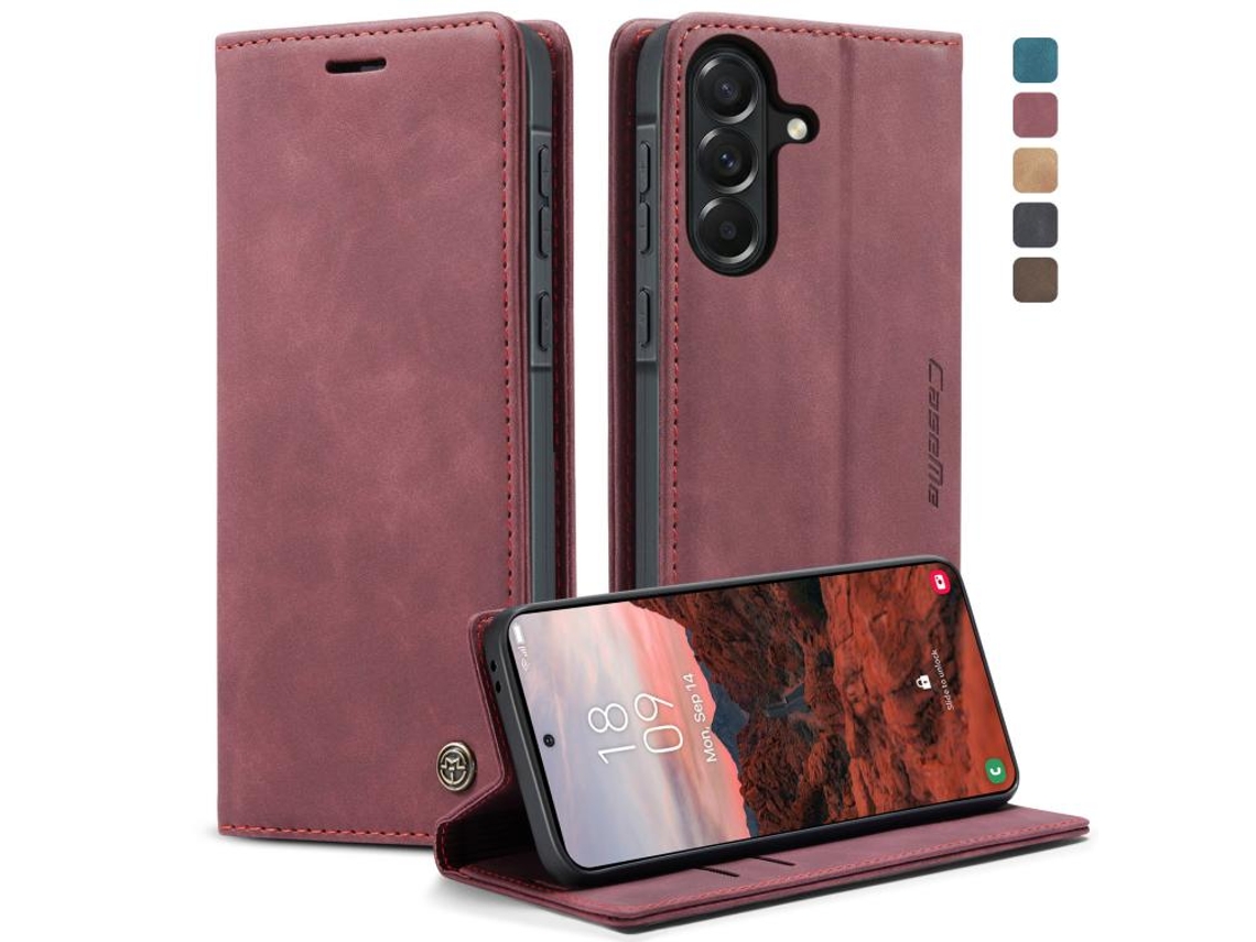 Capa Para Samsung Galaxy A37 5g Multifuncional Horizontal De Couro Vermelha