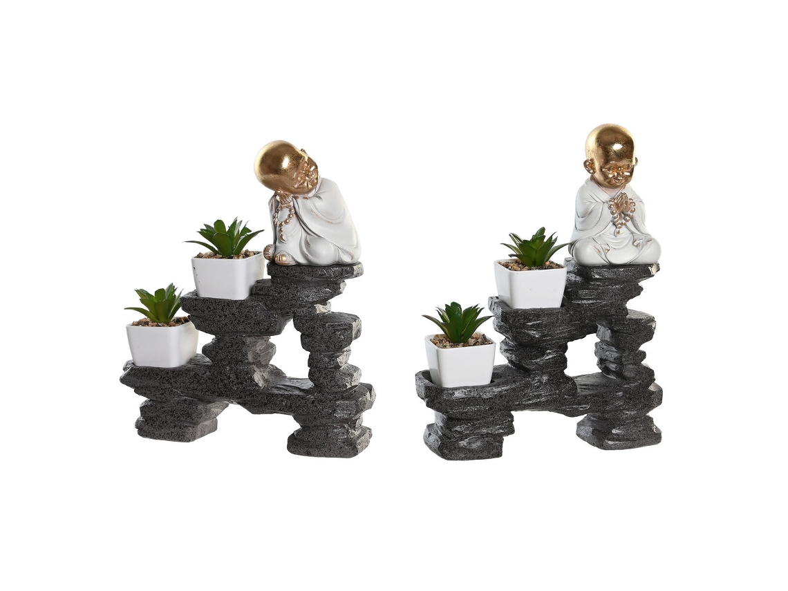 Figura Decorativa DKD HOME DECOR Preto Dourado  Monge Oriental (21 x 7,5 x 25 cm)