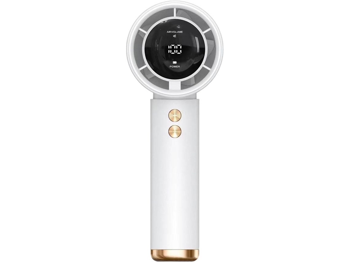 Mini Ventilador Mão Usb Vel Ajustável Visor Digital Branco