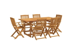 Conjunto 7 de jantar para jardim acácia VIDAXL maciça