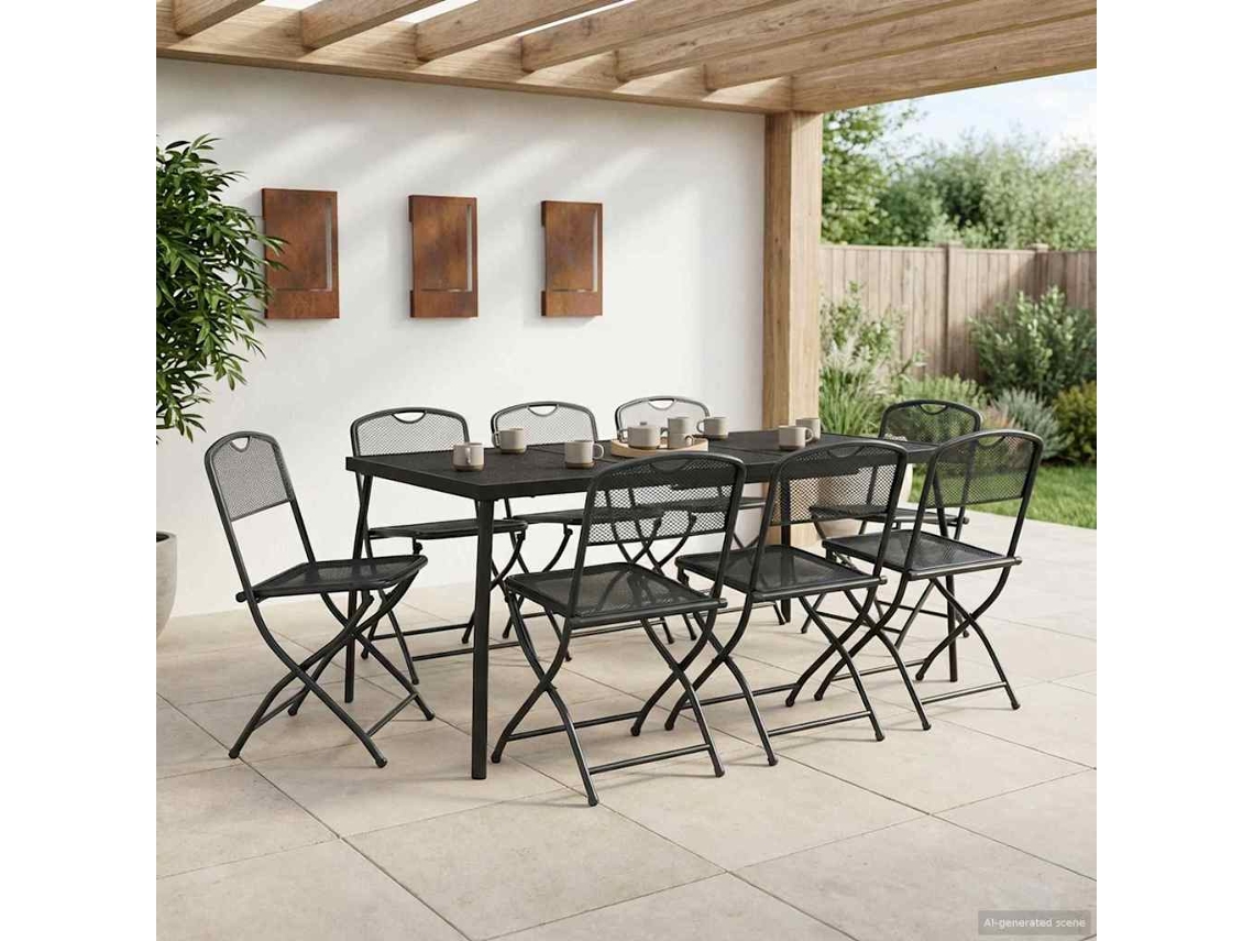 Vidaxl Conjunto De Móveis Para Exterior 7 Pcs Antracite Ferro E Aço