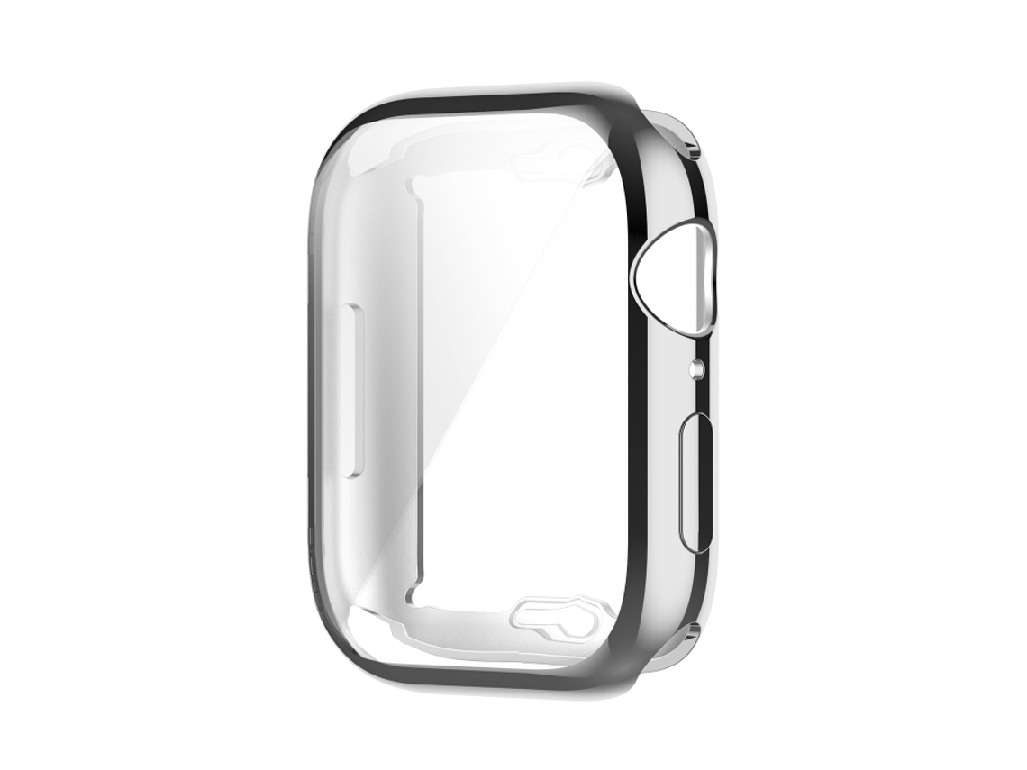Capa Protetora Completa HALINUI TPU Transparente Antichoque com Película para Apple Watch Series 8/7 45mm Prata