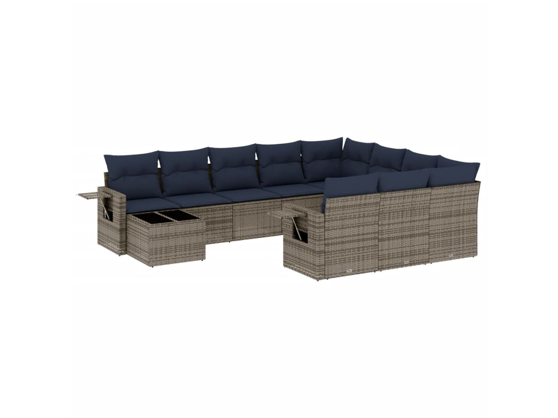 Conjunto de Sofá de Jardim, 11 Peças, Almofadas, Rattan Cinza MAISON EXCLUSIVE