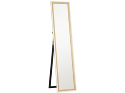 Espelho de Pé 37x157 Cm Espelho de Corpo Inteiro com Estrutura de Mdf e Suporte Branco e Madeira Escura Ge