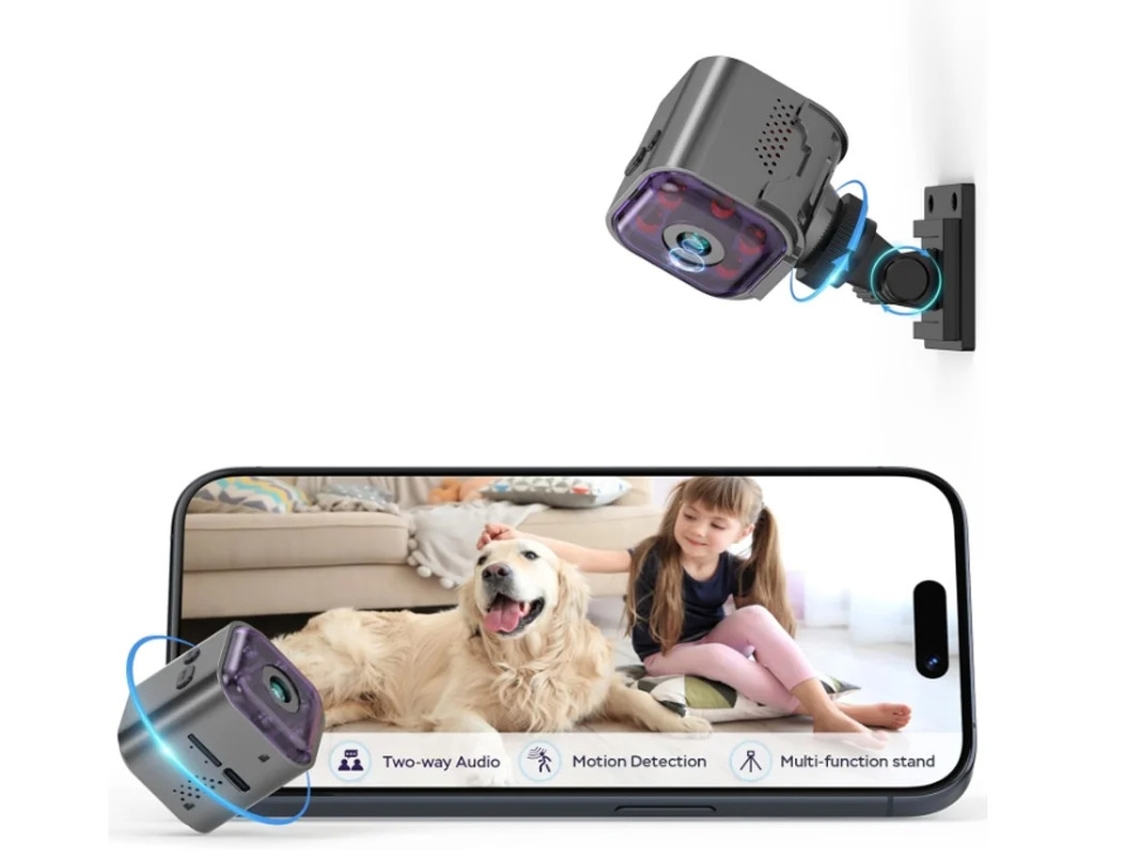 Câmera espiã oculta com áudio e vídeo, minicâmera sem fio com aplicativo de telefone, áudio bidirecional, visão noturna e detecção de movimento da Bestvite.